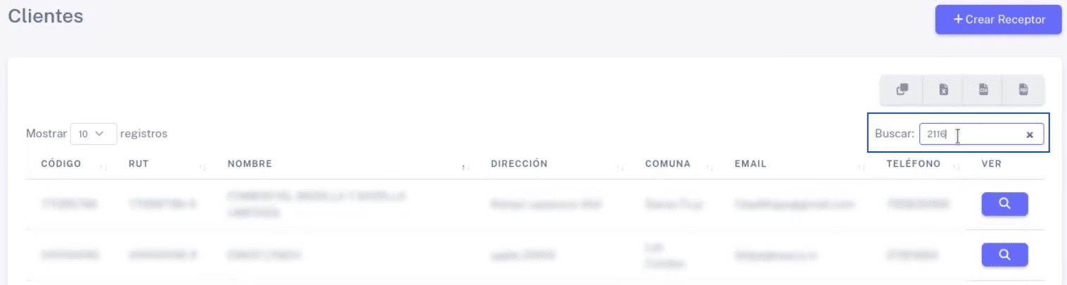 Sección para búsqueda