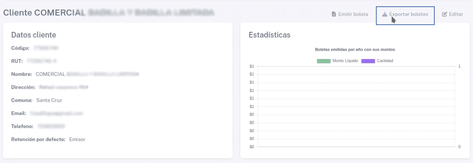 Botón para exportar boletas