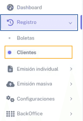 Opción de Clientes en Registro en BHExpress