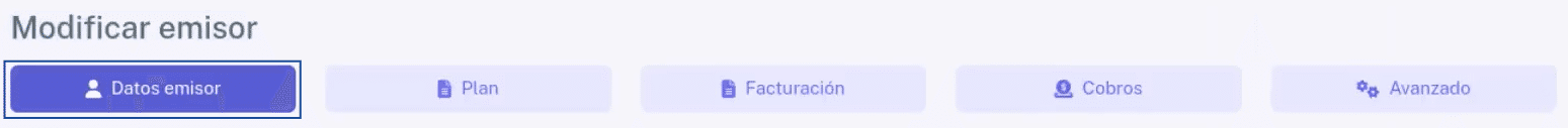 Pestaña Datos del emisor