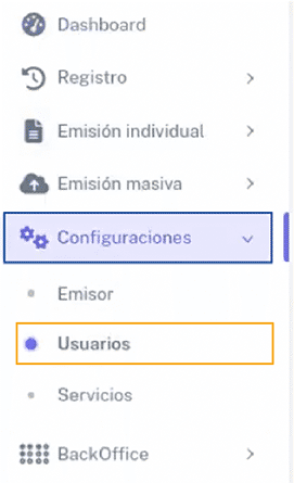 Pestaña de configuraciones - usuarios