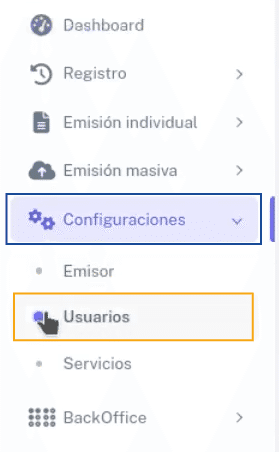 Pestaña Configuraciones - usuarios