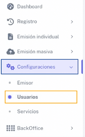 Pestaña Configuraciones - usuarios