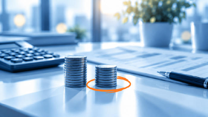 Dos pilas de monedas comparadas, una más baja por el aumento de la retención